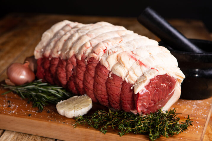 Rolled sirloin beef joint